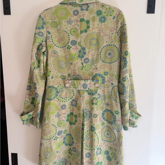 Vintage Marc Jacobs Mod Green Floral Pattern Trench Coat - Picture 7 of 8